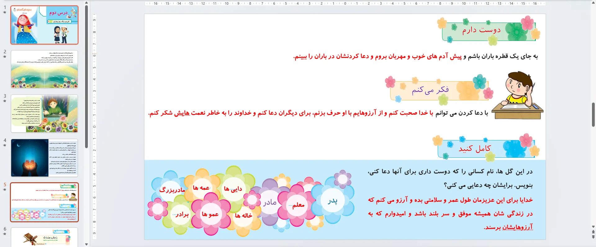 پاورپوینت هدیه های آسمان سوم درس دوم - غروب یک روز بهاری