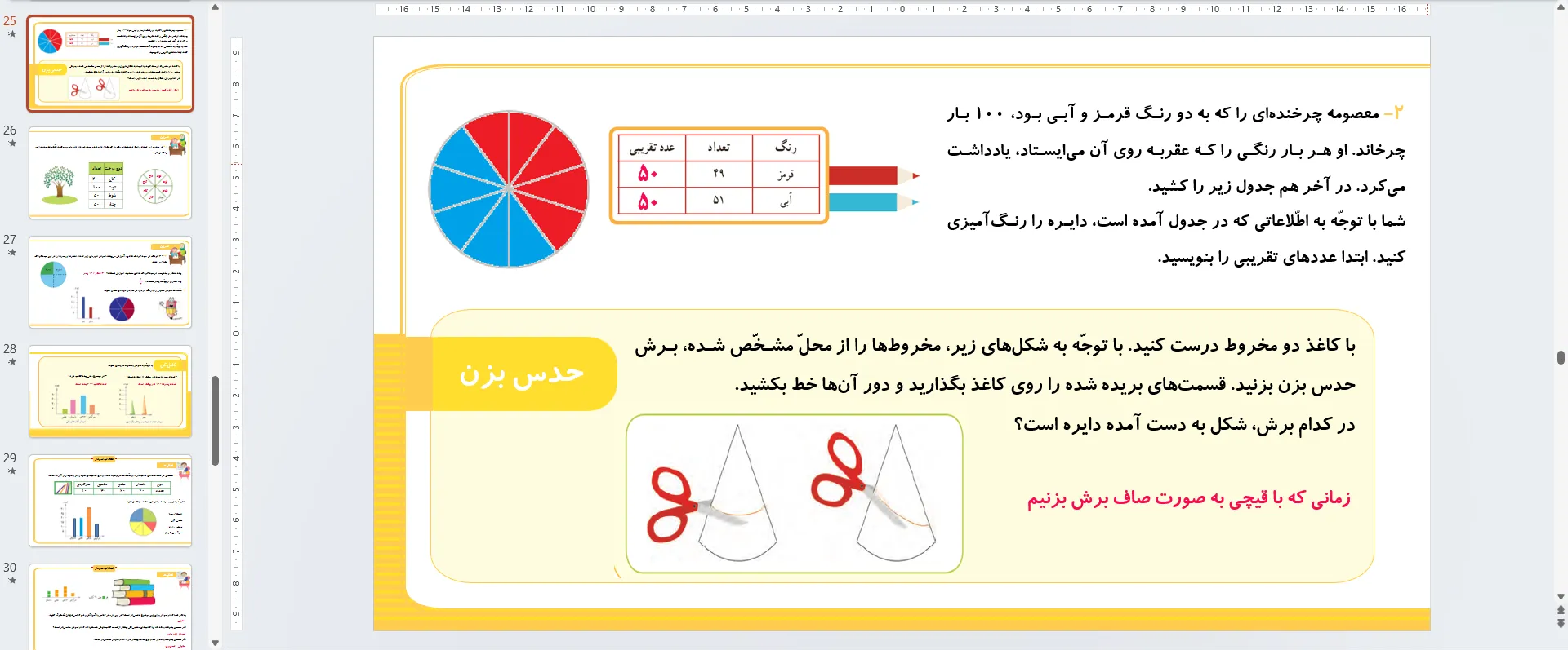 پاورپوینت ریاضی سوم فصل هفتم - آمار و احتمال