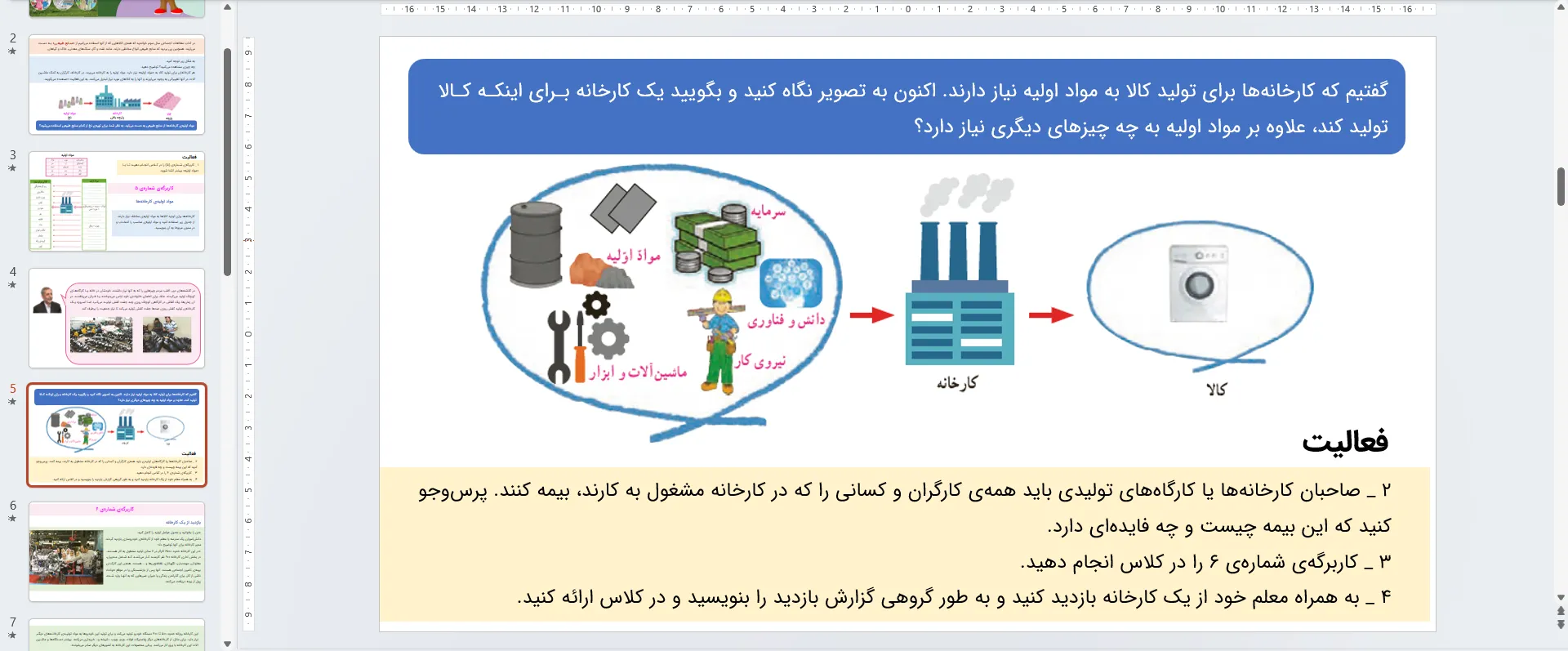 پاورپوینت مطالعات اجتماعی پنجم درس هفتم - نواحی صنعتی مهم ایران
